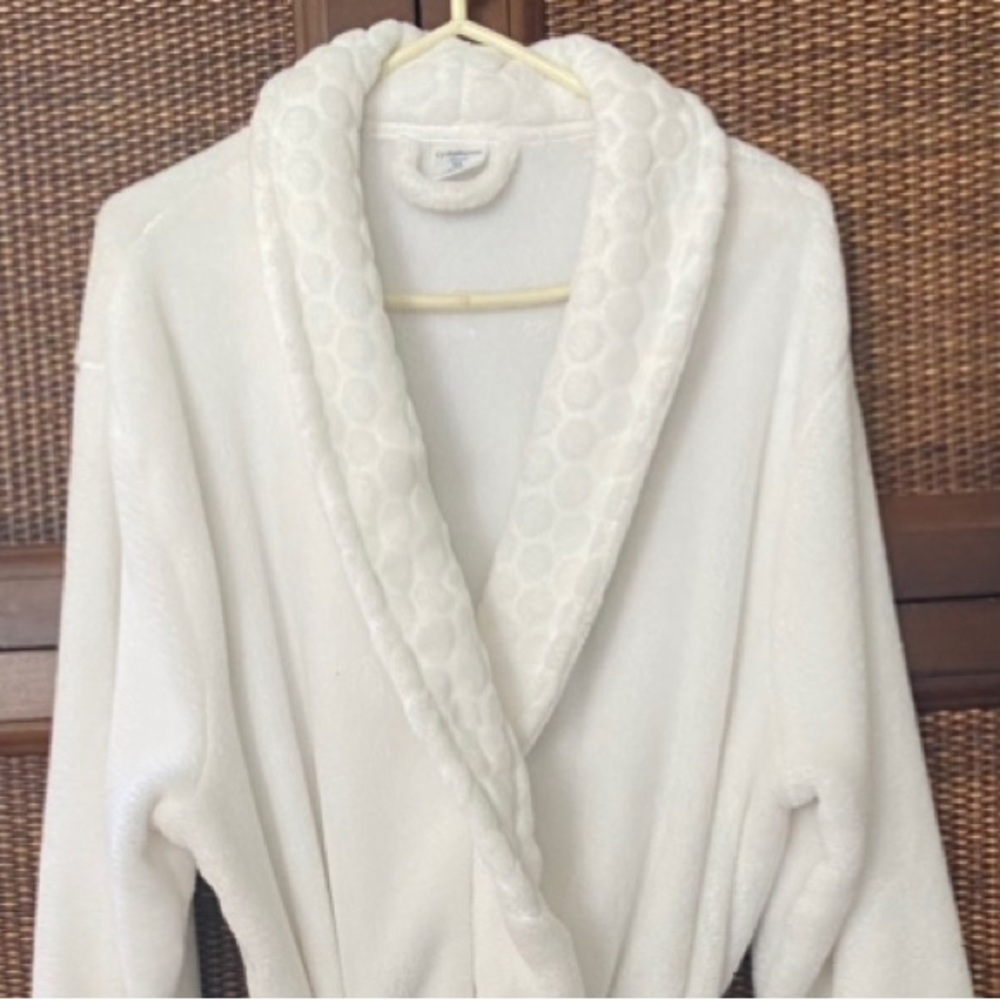 Croft & Barrow White Short Fleece Robe XL - Picture 6 of 8